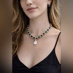 Silver and Black Chain Necklace